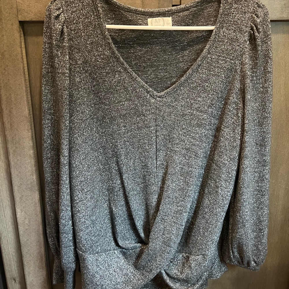 Grey/silverish long sleeve sparkly shirt never worn